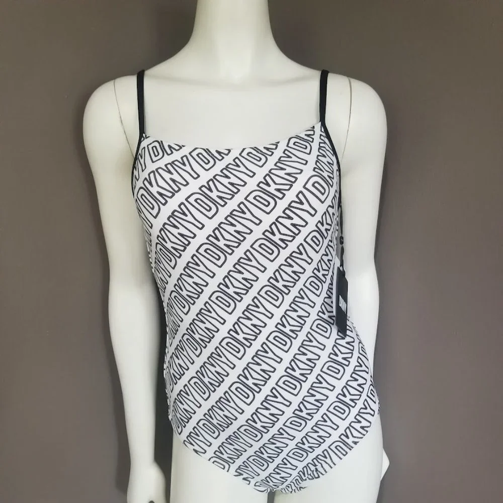 DKNY  Logo-Print One-Piece Swimsuit Size Medium - Picture 2 of 9